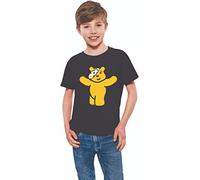 Waving Bear T-Shirt 2024 - Pudsey Inspired Children Day in Need Tee for School Spot Day, Kids' Top, Black
