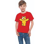 Waving Bear T-Shirt 2024 - Pudsey Inspired Children Day in Need Tee for School Spot Day, Kids' Top, Red