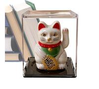 Waving Cat Decor, Solar Motion Fortune System, Automatic Bobble Cat Ornament Set, 2.16x2.36 Inches Energy Powered Luckyies Figure Design Style for Home Workplace Office Shop Use
