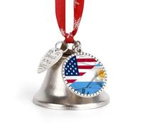 Waving Flag of Argentina And U.S.A Christmas Bell & Sleigh Bells for Tree Decoration Hanging Ornaments Festive Decor Love Bell