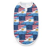 Waving Flag of Argentina And U.S.A Dog Shirt for Dogs & Cats Soft Breathable Pet Vest T Shirt Lightweight Dog Tank Top L