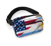 Waving Flag of Argentina and U.S.A Hiking Waist Packs Fanny Pack Adjustable Strap Waist Bag for Walking Running Travel