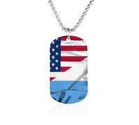 Waving Flag of Argentina And U.S.A Memorial Necklaces Titanium Steel Pendant Necklace Fashion Jewelry Gift for Birthday & More
