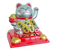 Waving Fortune Cat with Solar Power Feature A Unique Decorative Element for Various Settings (silver)