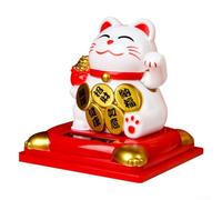 Waving Fortune Cat with Solar Power Feature A Unique Decorative Element for Various Settings (white)