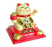 Waving Fortune Cat with Solar Power Feature A Unique Decorative Element for Various Settings (yellow)
