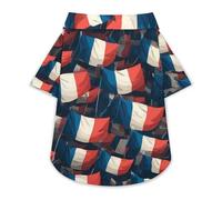 Waving France Flags Funny Dog Shirt Button Down Cat Clothes Top for Small Medium Large Pet