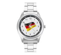 Waving German Flag Men's Simple Watch with Stainless Strap Fashion Easy Reader Wristwatch Gifts for Men