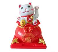Waving Solar Powered Lucky Cat Ornament Perfect for Enhancing Your Living Space's Charm and Symbolizing Wealth (B)