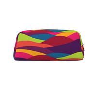 Waving Template Colorful Curves Printing Leather Pencil Pouch Pen Case Elegant and Practical Bag for Students Perfect for Office School