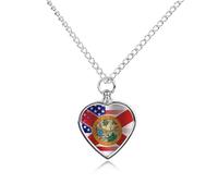 Waving U.S.A And Florida State Flag Custom Dog Urns Alloy Pet Ashes Jewelry Pets Cremation Pendant Necklace for Men Women Keepsake