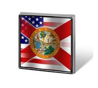 Waving U.S.A And Florida State Flag Novelty Brooches & Pins Square Personalised Metal Lapel Badge with Butterfly Clutch Clasp