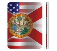Waving U.S.A And Florida State Flag Tri-fold Tablet Case Compatible with IPAD Mini4/5/6 Soft Protective with Pen Slot