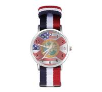 Waving U.S.A and Florida State Flag Unisex Wrist Watches Nylon Strap Analog Quartz Watch for Daily Wear