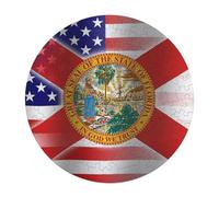 Waving U.S.A And Florida State Flag Wooden Jigsaw Puzzles for Adults Funny Intelligent Games Round Home Decor Artwork