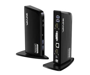WAVLINK DisplayLink Docking Station 13-In-1 USB C Laptop Dock, Triple Monitors with 4K HDMI, 2K HDMI, DVI,1GB Ethernet, 4xUSB A, 2xUSB C, Audio/Mic, Compatible with Windows/Mac OS(No Laptop Charging)