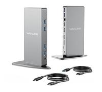 WAVLINK Displaylink Docking Station, USB-C Universal Docking Station with 2× HDMI & DP, Gigabit Ethernet, 6× USB 3.0, Audio, Microphone, Compatible with Mac OS and Windows