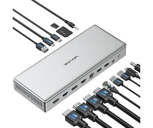 WAVLINK DL7400 USB C DisplayLink Premium Docking Station, 2xHDMI and 2xDisplayPort, Single 10K@60Hz, Dual 8K@60Hz, Quad 4K for M1/M2/M3 Mac & Windows,100W Charging, Compatible with New MacBook Neo