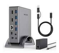 WAVLINK Docking Station, USB 3.0 Universal Docking Station for Windows/Mac to Dual monitor with 130W PD Charger, Dual HDMI, 4* USB 3.0, Etherne and Audio