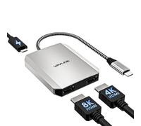USB C to Dual HDMI Adapter, WAVLINK Dual 4K@60hz HDMI Adapter with 100W Power Delivery for Dell XPS, HP, Lenovo, Thunderbolt 3/4 Laptops, windows systerm Laptops
