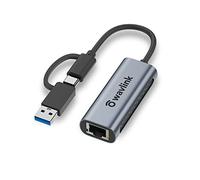 WAVLINK Ethernet Adapter, USB3.0/USB C 2.5G RJ45 Ethernet Adapter with 2500Mbps, USB C Thunderbolt 3 LAN Network Adapter compatible for Mac OS, Windows, Linux, Surface Pro etc