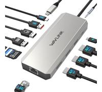 Laptop Docking Station, WAVLINK Displayport Docking Station With Dual DP, HDMI, 100W PD IN, 10Gbps USB A/C, 2.5G Ethernet port for Dell/HP/Lenovo etc, Windows Systerm Computer Only