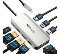 WAVLINK Laptop Docking Station, Quad Monitor Docking Station with Dual DP, HDMI, VGA, 100W PD IN, 3 USB A2.0 for Wireless Devices, Compatible with Dell/HP/Lenovo etc., Only for Computers with Windows