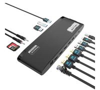 WAVLINK Universal Dual 2K + 4K DisplayLink Docking Station, Laptop Dock for Mac M1/M2/M3/M4 & Windows, 13-in-1 USB-C Dock with 100W Charging, 3 HDMI, 5 USB Ports, Ethernet, SD/TF, Phone Jacks