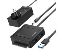 WAVLINK USB 3.0 to SATA Adapter,for 3.5" & 2.5" HDD/SSD with 12V 3A Power | Dual Bay Hard Drive Docking Station Support 2x18TB,Offline Clone,Plug and Play,5Gbps UASP,Auto Sleep Mode
