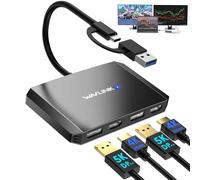 WAVLINK USB 3.0/USB C to DisplayPort and HDMI Adapter, DisplayLink Dual 5K/4K @ 60Hz Monitor Hub for Windows and M1/M2 Mac (Black)