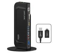 WAVLINK USB 3.0 / USB C Universal Dual Display Docking Station Support HDMI and DVI/VGA/HDMI with 6 USB Ports,Gigabit Ethernet and Audio Jack for Windows and Mac