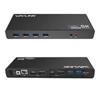 Wavlink USB C 5K Universal Docking Station, 4K Dual Video Docking Station, 2 HDMI, 2 DisplayPort, Gigabit Ethernet, USB C In, 6 USB 3.0, Audio, Mic, Compatible With Laptop