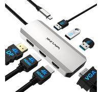 WAVLINK USB-C Docking Station for Four Monitors, HDMI Docking Station with Two HDMI, DP, VGA and USB 2.0 Ports Compatible with Lenovo, HP, Windows System Computer