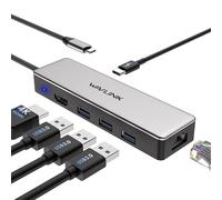 WAVLINK USB C Hub, 6-in-1 USB C Adapter, with 4K@30Hz HDMI, 3 USB 3.0, Gigabit Ethernet, 100W Power Delivery for Windows and Mac