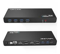 WAVLINK USB C Laptop Universal Docking Station 5K (up to 5120x2880@60Hz) / Dual 4K Ultra HD video, 2 HDMI & 2 DP, 6xUSB3.0, Gigabit Ethernet, Audio, Mic, Supports Windows, XP, Mac