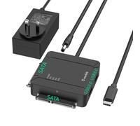 WAVLINK USB C to Dual Bay SATA Adapter, External 2.5" 3.5'' SATA Hard Drive Connector with 2 USB3.0 Ports and Offline Cloning Function for Files Transfer & Backup (2x18 TB & UASP Supported)