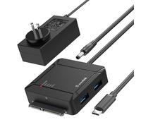 WAVLINK USB C to SATA Adapter,for 3.5"HDD & 2.5" HDD/SSD with 12V 3A Power | Dual Bay Hard Drive Docking Station Support 2x18TB,Offline Clone,Plug and Play,5Gbps UASP,Auto Sleep Mode