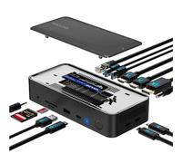 WAVLINK USB C Triple Display Dock, 12-In-1 Type C 10Gbps Hub with M.2 PCIe/SATA SSD Enclosure, Support 100W PD, 4K@60Hz HDMI/DP, USB C/USB-A Gen 3.2/3.1, SD/TF, Gigabit RJ45 for Windows, Mac OS