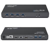 Wavlink USB C 5KUSB-C Universal Docking Station, 4K Dual Video Docking Station 2 HDMI, 2 DisplayPort, Gigabit Ethernet, USB C in, 6 USB 3.0, Audio, Mic, Universal Docking Station for Laptop