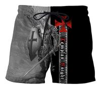 WAVOTIQ Men 3D Printed Knights Templars Beach Board Shorts Quick Dry Outdoor Casual Swim Trunks Loose Fit Swimming Shorts