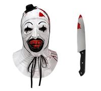 WAVRDLY Art the Clown Mask Scary Killer Clown Mask Devil Demon Joker Masks Creepy Halloween Carnival Cosplay Accessories (2PB)
