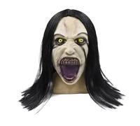WAVRDLY Scary Crying Woman Ghost Mask Horror Zombie Mask Creepy Demon Devil Helmet Halloween Costume Cosplay Props