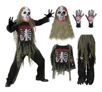 WAVRDLY Zombie Costume Kids Scary Skeleton Costume Creepy Living Dead Dress up Halloween Cosplay Monster Outfits