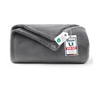WAVVE Fleece Blanket Sofa Throw Grey 5ft x 6.5ft - Fluffy Soft Warm Versatile Blanket for Sofa/Couch/Bed Double/Twin Size Gray, 150x200 cm