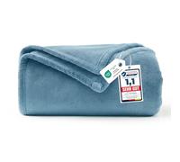 WAVVE Blue Blanket Sofa Throw Grey Blue 5ft x 6.5ft - Fleece Fluffy Soft Warm Versatile Blanket for Sofa/Couch/Bed Double/Twin Size, 150x200 cm