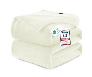 WAVVE Fleece Blanket King Size XXL White Cream 7.5ft x 9ft - Fluffy Soft Warm Versatile Extra Large Throw Blanket for Bed/Sofa/Couch, 270x230 cm