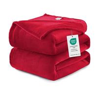 WAVVE Fleece Blanket Large Red Throw Queen Size 220x240 cm- Fluffy Soft Warm Versatile XXL Throw Blanket for Bed/Sofa/Couch