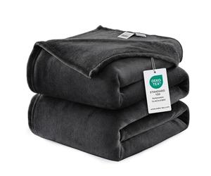 WAVVE Fleece Blanket Queen Size XL Black 7ft x 8ft - Fluffy Soft Warm Versatile Large Throw Blanket for Bed/Sofa/Couch, 220x240 cm