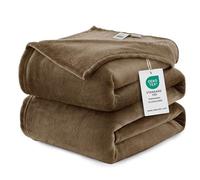 WAVVE Fleece Blanket Queen Size XL Brown 7ft x 8ft - Fluffy Soft Warm Versatile Large Throw Blanket for Bed/Sofa/Couch, 220x240 cm