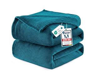 WAVVE Fleece Blanket Queen Size XL Teal 7ft x 8ft - Fluffy Soft Warm Versatile Large Throw Blanket for Bed/Sofa/Couch, 220x240 cm